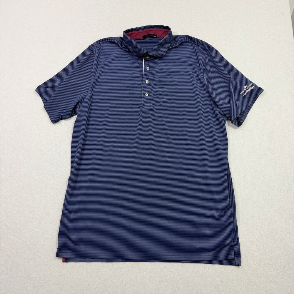Greyson Polo Shirt Men's 2XL Blue Black Striped Collared Stretch Golf Golfing